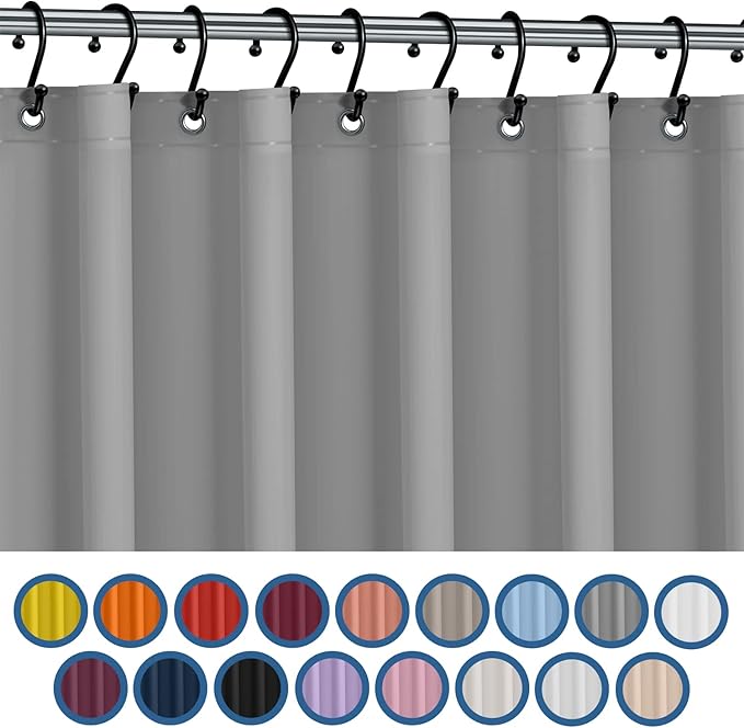 No Smell Shower Curtain Liner 72x72 Grey - PEVA Plastic Shower Curtain for Bathroom, PVC-Free Waterproof Grey Shower Liner with Metal Grommets and Magnet-Weighted Bottom Hem - Washable Liner