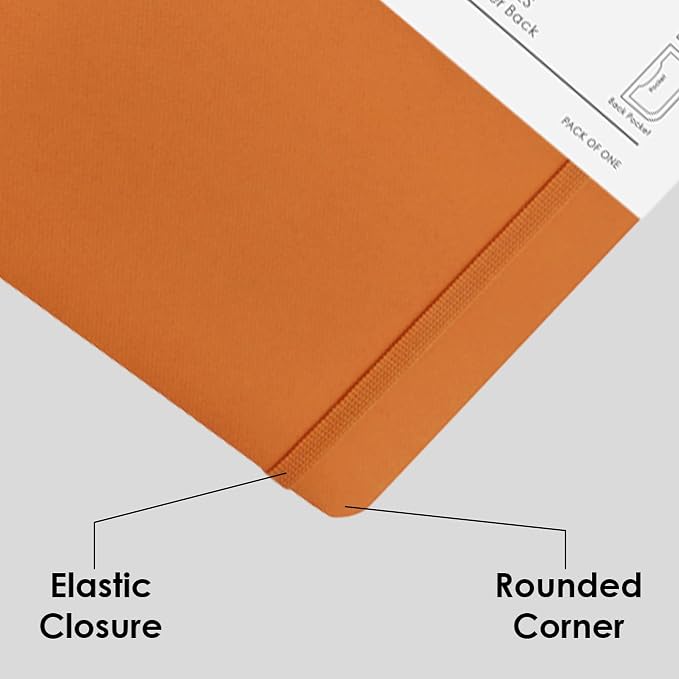 myPAPERCLIP Executive Series A5 Ruled Notebook | 192 Pages, 80 GSM, Soft Cover, A5 (5.83 x 8.27 in) | Flat Lay | Bookmark, Elastic Closure & Back Pocket | Orange