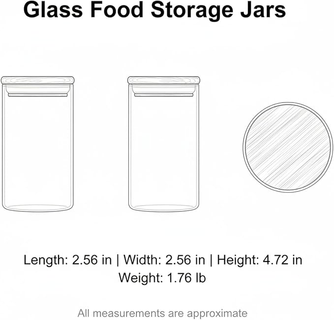 Borosilicate Glass Storage Jars with Bamboo Lids, Clear Kitchen Canisters for Pantry Organization of Dry Goods, Coffee, Tea, and Grains