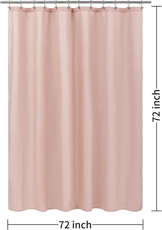 ALYVIA SPRING Pink Shower Curtain Liner Fabric with 3 Magnets - Waterproof Soft Hotel Quality Cloth Shower Curtain for Bathroom, Light-Weight & Machine Washable - Standard Size 72x72, Blush Pink