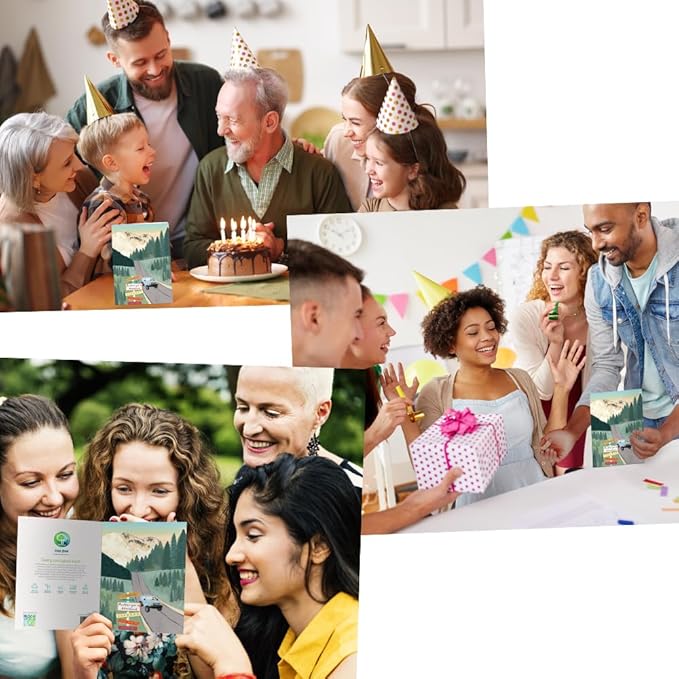 Tree-Free Greetings - Birthday Card - Artful Designs - 1 Card + Matching Envelope - Made in USA - 100% Recycled Paper - 5 x 7 - Year of Adventures (GO65219)