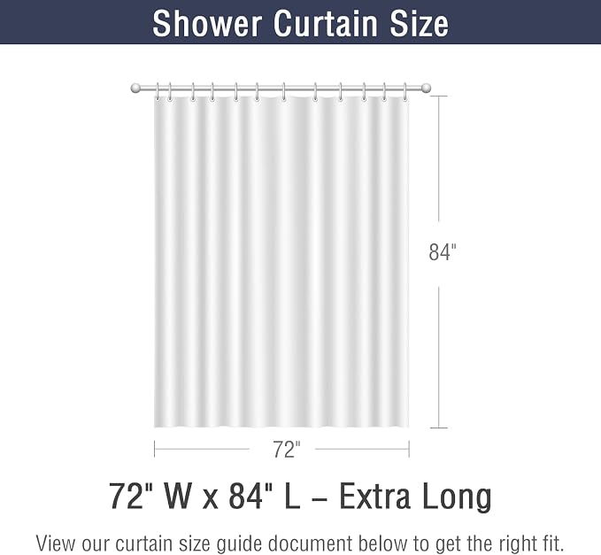 Gibelle Extra Long Shower Curtain Liner 72 x 84 Inches, White Shower Curtain Liner, Washable Waterproof Fabric Bathroom Shower Curtain
