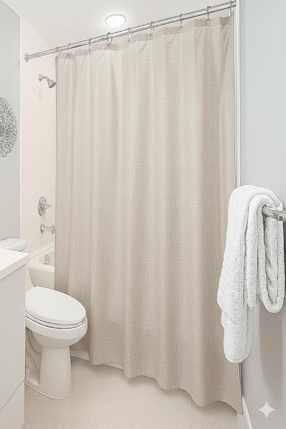 Dependable Industries inc. Essentials Magnetized Bathroom Shower Curtain Liner 70" x 72" (Color Linen)