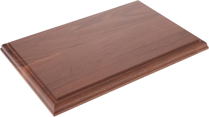 Plymor Solid Walnut Rectangular Wood Display Base with Ogee Edge, 11.875" W x 7.875" D x 0.75" H, Pack of 3