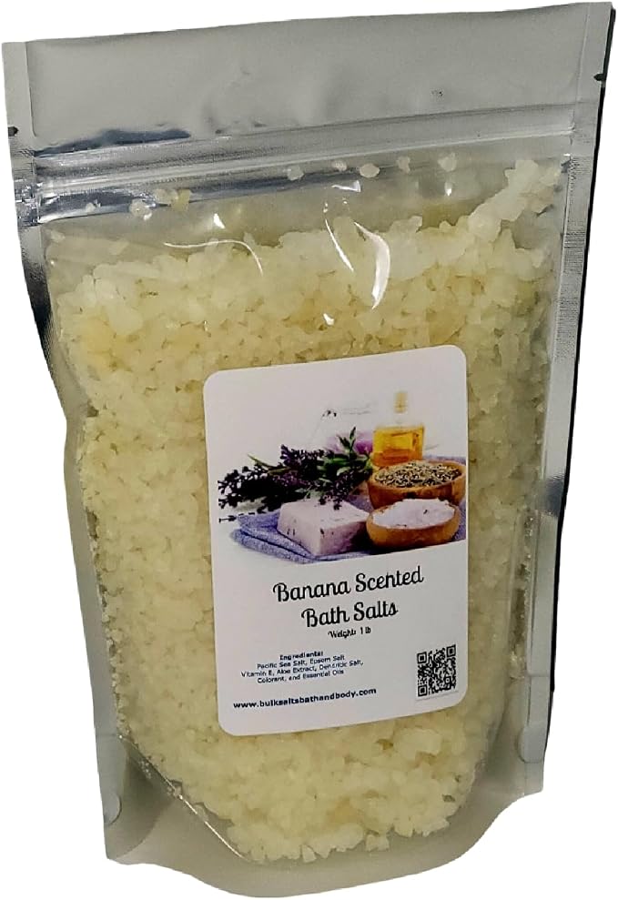 Bath Salts | 1lb Bag (16oz.) | Choose Your Scent | Epsom Salt | Sea Salt| Bathing | Body Care | Beauty | Relaxation | Spa | Pedicure | Manicure | Soak (Banana)