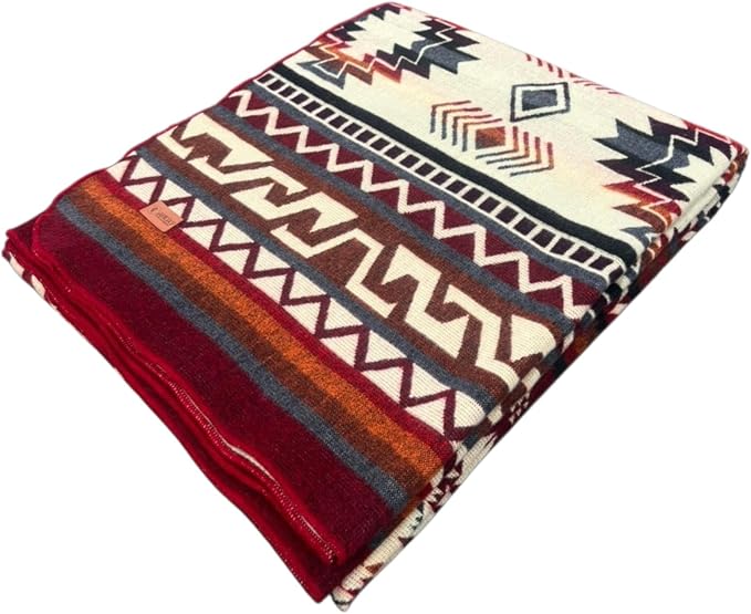 Alpaca Wool Blanket, Queen Size 94 x 78 – Warm, Thick, Ultra Soft, Reversible 2-in-1, Hypoallergenic, Non-Itchy, Washable – Great for Couch, Camping, Travel, Picnics & Cozy Home Comfort (Red)
