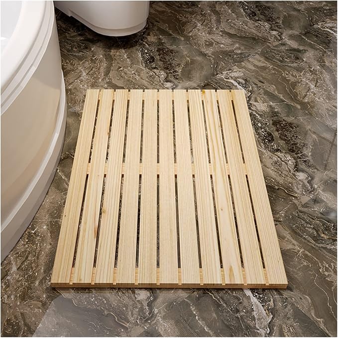Teak Shower Mat Foldable Luxury Wooden Non-Slip Wood Bath Mat for Bathroom Bathtub Indoor Outdoor,Luxury Bamboo Bath Mat, 60x90cm Non-Slip Shower Mat, Customizable Wooden Slatted Bath Rug fo