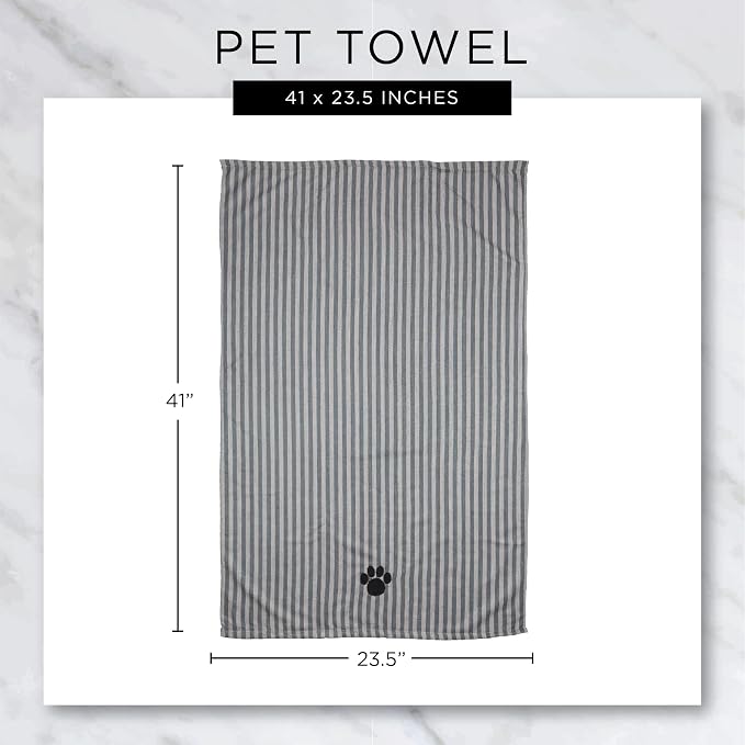 Bone Dry Pet Grooming Microfiber Towel, Embroidered Collection, X-Large,41x23.5", Blue