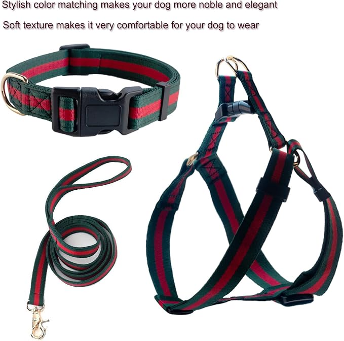 Premium and Stylish Dog Collar Harness and Leash,Soft Comfortable,Chest Adjustable Pet Harness,Luxury Fashion Dog Harness Leashes Set Gift for Big Dogs