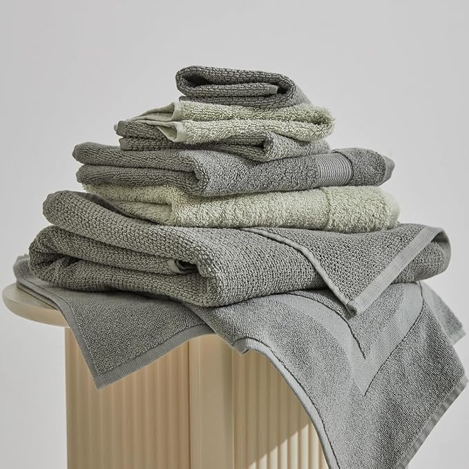 Organic Cotton Textured Towels - Lichen - 2 Bath Towels
