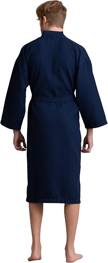 Soft Touch Linen Men's Cotton Waffle Bathrobe, Luxurious & Lightweight, Comfortable & Absorbent, Softness, Fast Dry,
