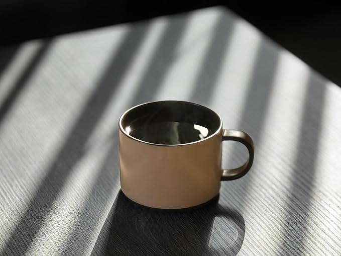 Hand Painted 12 oz Two‑Tone Ceramic Coffee Mug | Beige and Brown Matte | Dishwasher and Microwave Safe | Minimalist Home and Office Cup for Cappuccino, Latte, Cereal, Tea and Yogurt