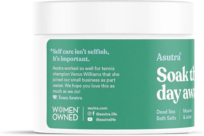 ASUTRA Dead Sea Bath Salts (Muscle & Joint), 16 oz - Soak in Rich & Vital Healing Minerals - Soften & Ease Sore Muscles with Eucalyptus, Peppermint, & Clary Sage Essential Oils