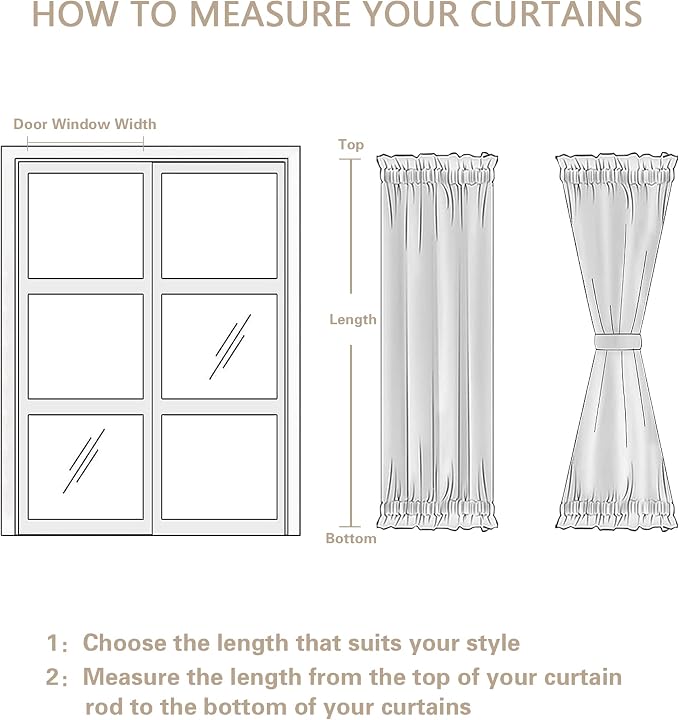 Decorative Door Curtains Light Filtering Drapes Rod Pocket Semi Transparent Natural French Farmhouse 2 Panels Linen Curtains Privacy Added W35 x L72 for Glass Sliding Door