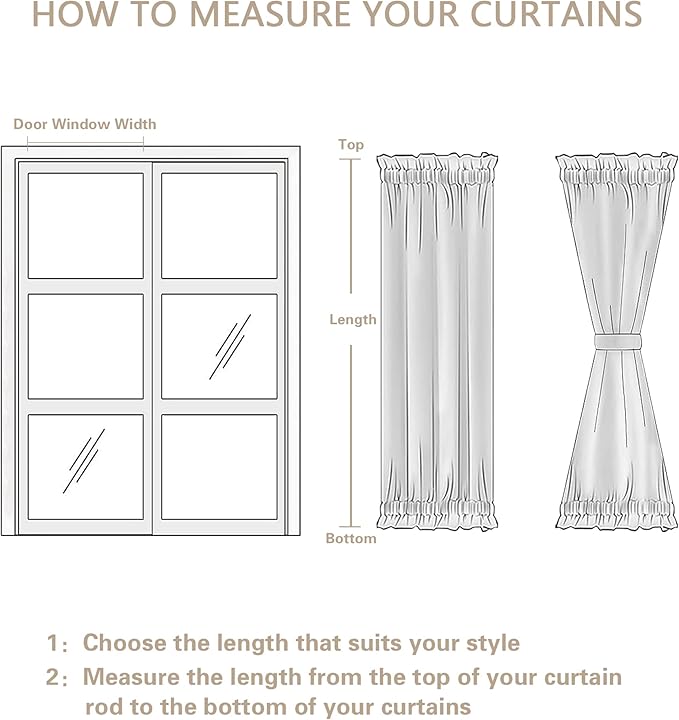 Linen Front Door Curtains 2 Pieces W35 x L40 Dual Rod Pocket Light Coffee Translucent Door Curtains for Doorways Privacy Light Filtering with Tieback for Kitchen Bathroom Bedroom