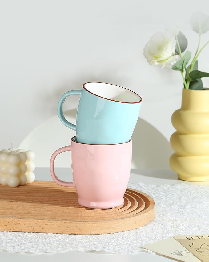 Blue Coffee Mug, 16.5oz Large Cappuccino Cup, Microwave Safe Coffee Cup with Large Handle, Porcelain Tea Mug for women, Man, Mom, Dad, Gifts