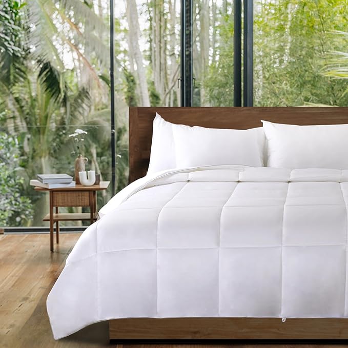 NEXHOME PRO Viscose from Bamboo Comforter,Light Grey Twin Lightweight Organic Natural Cooling Duvet Insert,Summer Bedding Blanket for Hot Sleepers,8 Corner Tabs