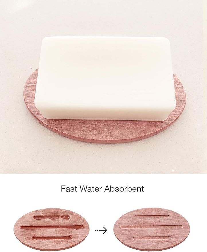 Water Absorbent Diatomite Soap Dish, 2 Pack Diatomite Soap Holder Mat, Fast Water Absorbent, Self-Dry Diatomaceous Soap Bar Holder for Bathroom, Bathtub, Shower, Kitchen (Mint)