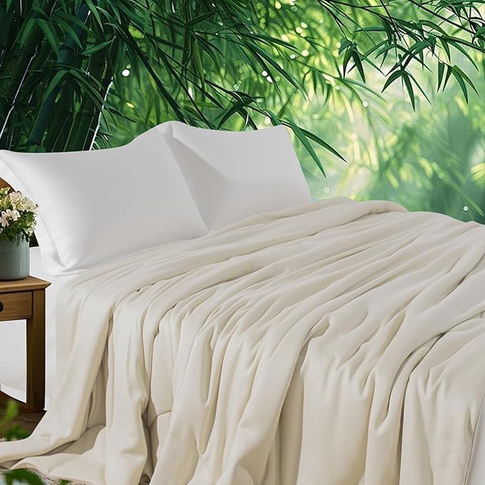 NEXHOME PRO 100% Viscose Derived from Bamboo Comforter Queen Size - Summer Cooling & Moisture-Wicking Bedding Blanket - All Season Lightweight Design - Natural Organic Queen Duvet Insert
