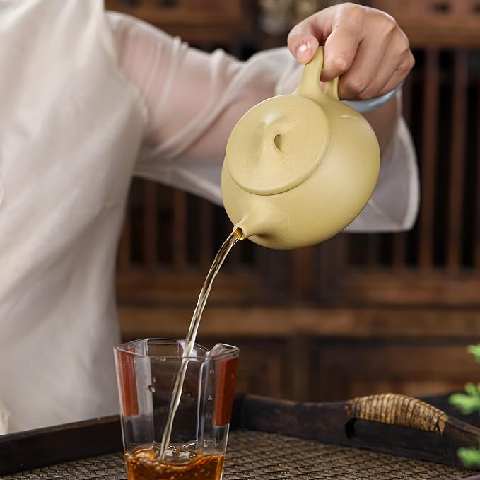 Zisha Tea Pot,Chinese Real Yixing Clay Handmade Teapot 10.6 Oz,Brew Kung Fu Loose Leaf Tea Maker