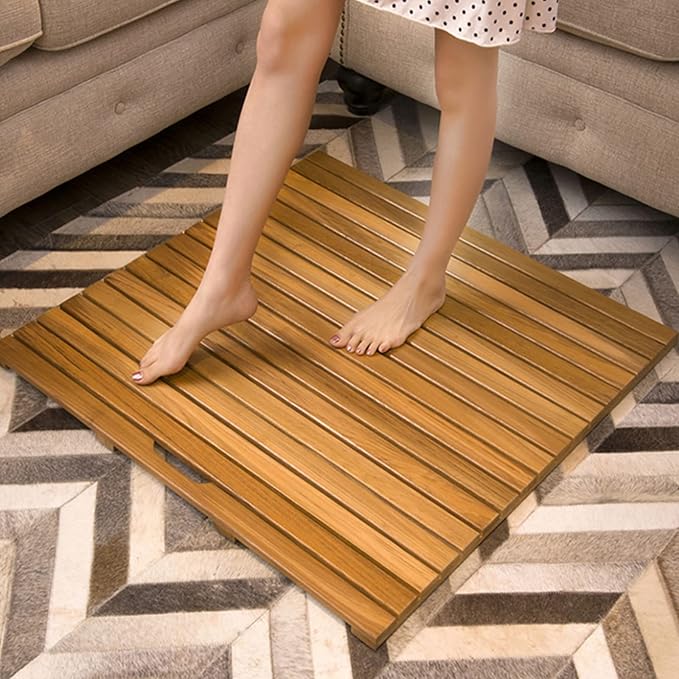 Bamboo Bath Mat,Bamboo Duckboard Bath Mat,Natural Cypress Anti-Slip Bathroom Wood Floor Rug for Spa, Bath Tub, Kitchen Toilet, Sauna and Doorsteps Comes,Customizable,30x50cm/12x20in