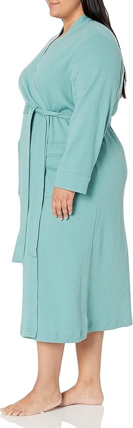 Amazon Essentials Women's Lightweight Waffle Full-Length Bath Robe with Pockets (Available in Plus Size)