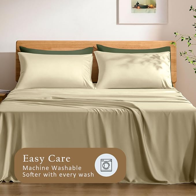 TOSMO Luxury Pillow Case Set of 2 - Cooling Viscose Derived from Bamboo - Oeko-TEX, Breathabl Silky Soft Pillow Cases with En100% Viscose Derived from Bamboovelope Closure (Queen / 20x30, Dune)