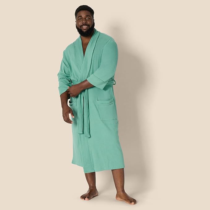 Amazon Essentials Men's Lightweight Cotton Waffle Bathrobe (Available in Big & Tall)