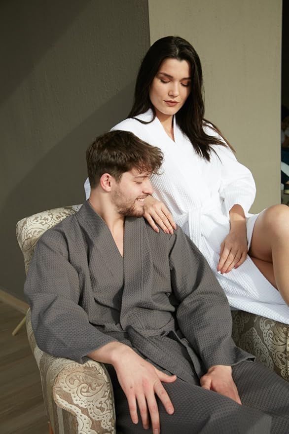 BAGNO MILANO Women's Robes, Waffle Robes For Women, Turkish Cotton Bathrobes For Women