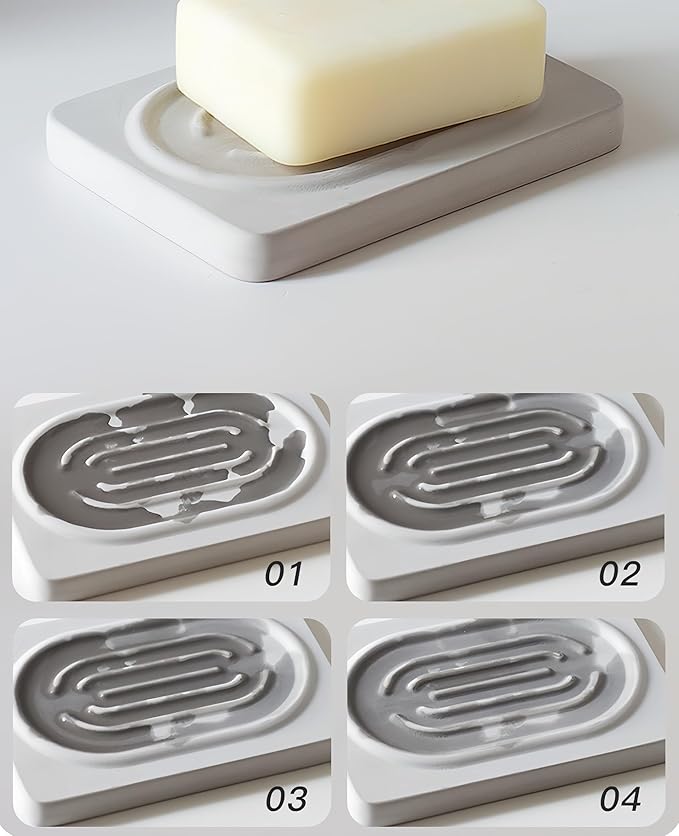 Soap Tray Water Absorbing Diatomite Dish Shampoo Bar Soap Holder Quick Dry Stone Soap Bar Holders Fast Drying Soap Saver Diatomaceous Earth Dishes for Shower Bathroom Bathtub Sink Organizer (Beige)