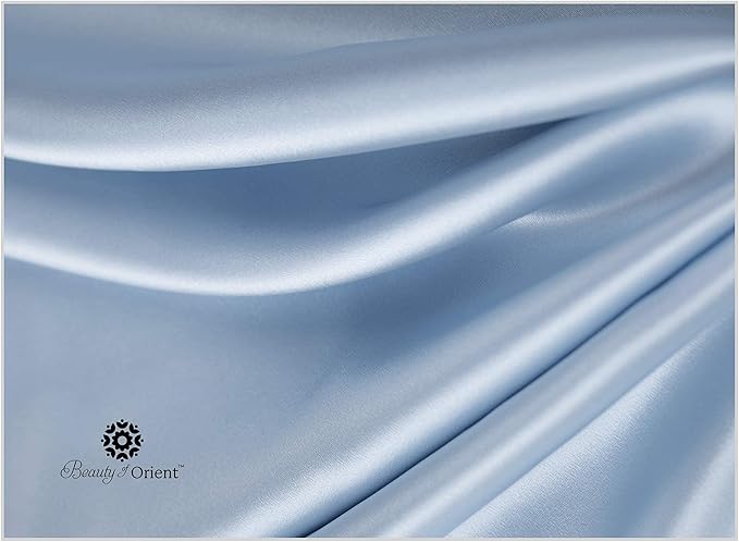 19 Momme Premium Mulberry Silk Pillowcase for Hair and Skin | Handcrafted Hypoallergenic & Anti-Acne 100% Silk Pillow Cases with Zipper | Standard - 20" x 26", Frosty Blue