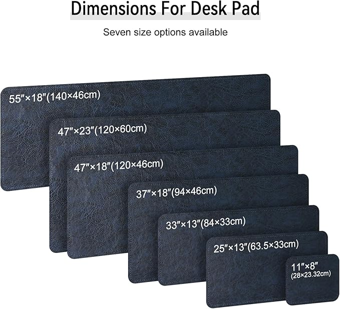 Imitation Crazy Horse Leather Desk Mat - Waterproof Desk Pad - Ideal for Large Mouse Pad and Desk Mats on Top of Desks (Dark Blue+Yellow, 33"*13")