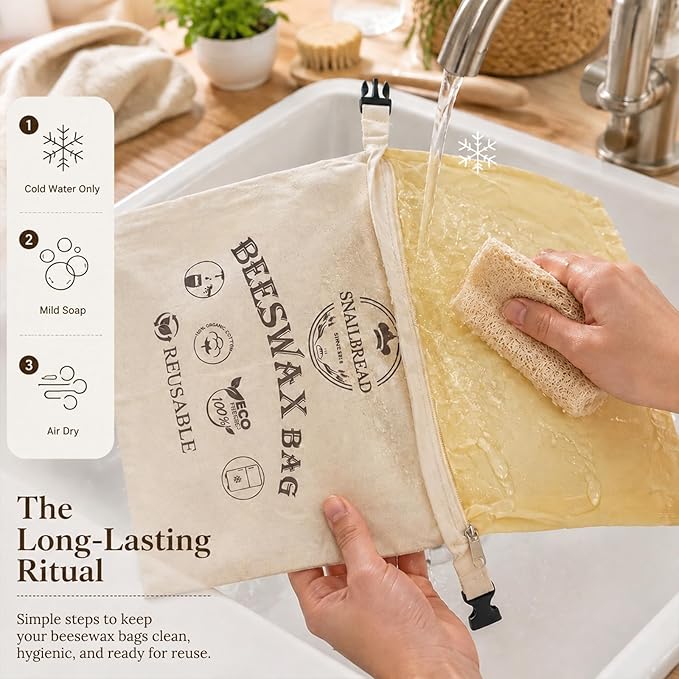 XL Reusable Beeswax Food Storage Bags with Zipper - 2 Pack (13x17) for Sourdough & Homemade Bread | Sustainable Eco-Friendly Freshness Keeper | Upgraded Zippered Beeswax Wrap Bag, Zero Waste