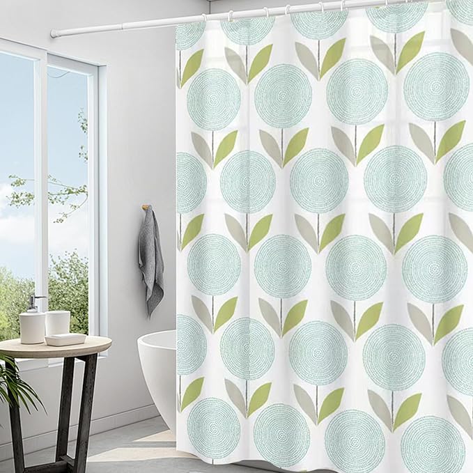 Plastic Shower Liner - Premium EVA 6G Shower Curtain Liner with Rustproof Grommets and 3 Weighted Magnets, Waterproof Shower Curtains for Bathroom (Gerbera, 72" x 72")