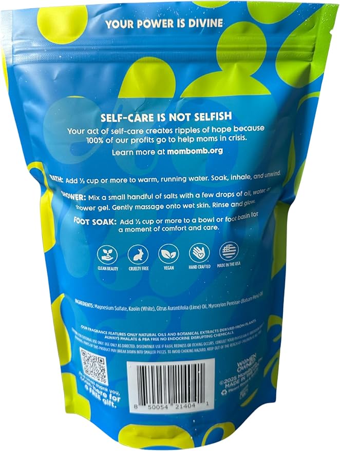 Mom Bomb Coconut Lime Epsom Salt Bath Soak – Natural Magnesium Salt with Essential Oils – Relaxing Aromatherapy for Stress Relief, Muscle & Foot Soak – Made in USA, 3 lbs