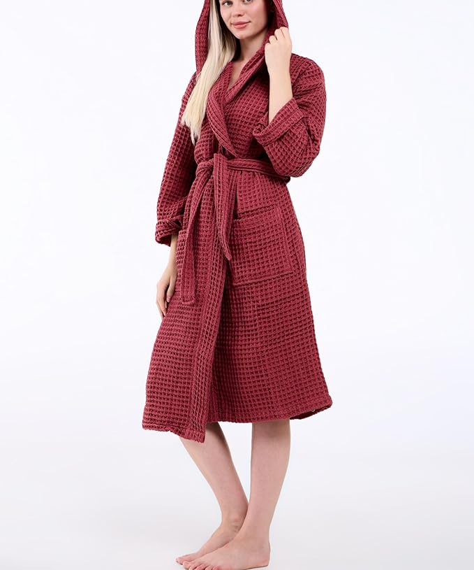 100% Turkish Cotton Waffle Bathrobe for Women