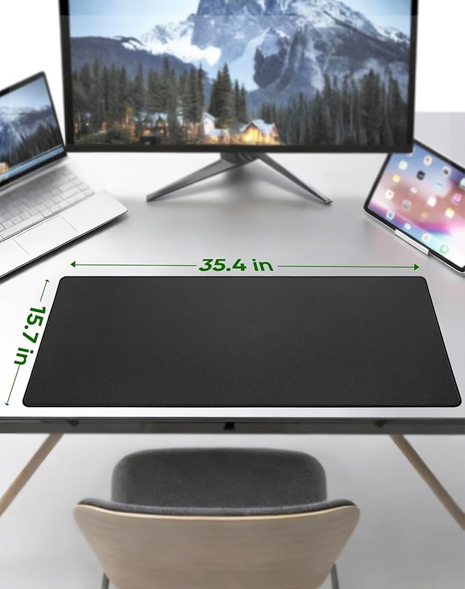 ALOANES Large Gaming Mouse Pad with Non-Slip Rubber Base,Stitched Edge,Desk mat for Laptop,Computer & PC, Wristing Pad for Gamer,Office & Home,Classic Black XXL 15.74''x35.43''x0.12''