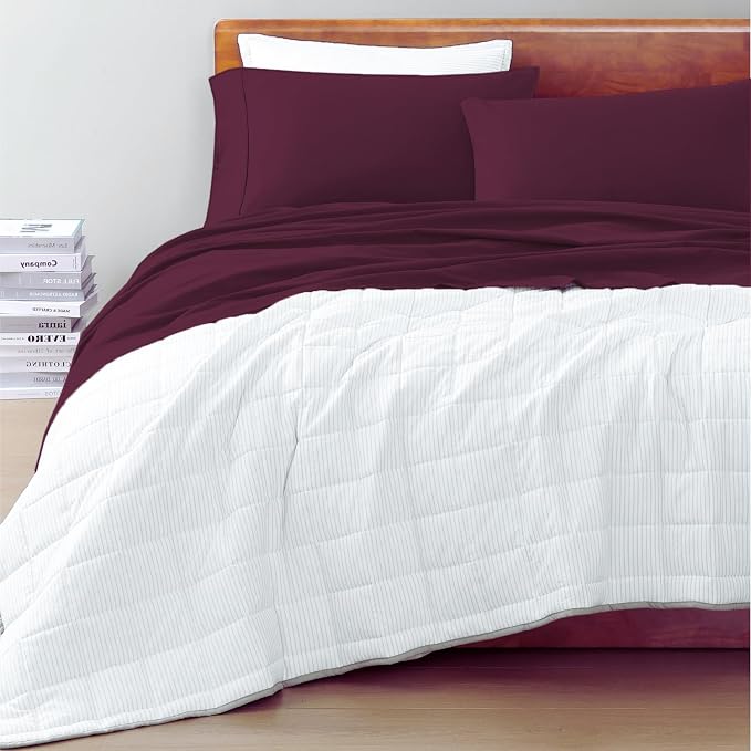 LANE LINEN California King Sheets 100% Organic Cotton 4pc - Windsor Wine | Cal King Sheets In Organic Cotton Percale - Cool All Summer, Cozy All Winter, Crisp Hotel-Style Feel, Great For Gifting