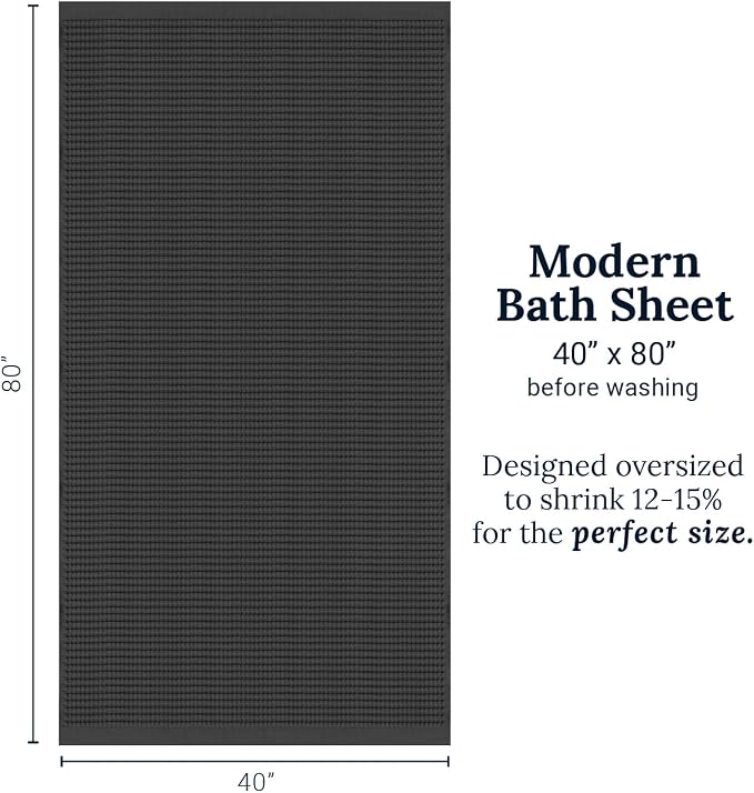 GILDEN TREE Waffle Bath Sheet Quick Dry Towel, Thin Luxury Bath Towels, Bath Sheets 40x80 Large Bath Towels, Modern Style (Faded Black)
