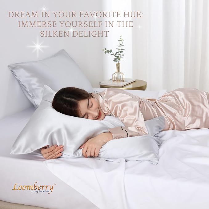 100% Pure Mulberry Silk Pillowcase for Hair and Skin, 6A Grade 22 Momme Silk Pillow Cases with Zipper, Soft Cooling Washable Both Sided Silk Pillow Cover (Olive Green, Queen 20''x30'')