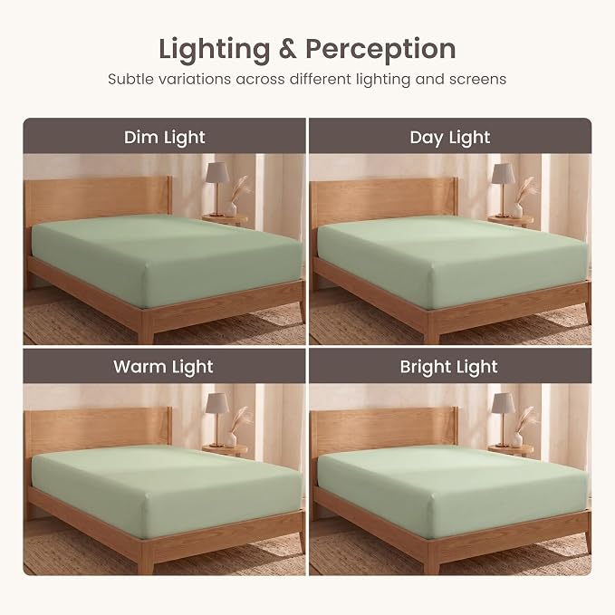 Bioweaves 100% Organic Cotton 1 Full Size Fitted Sheet Only | 300 Thread Count Sateen Weave GOTS Certified with Deep Pocket - Pastel Green