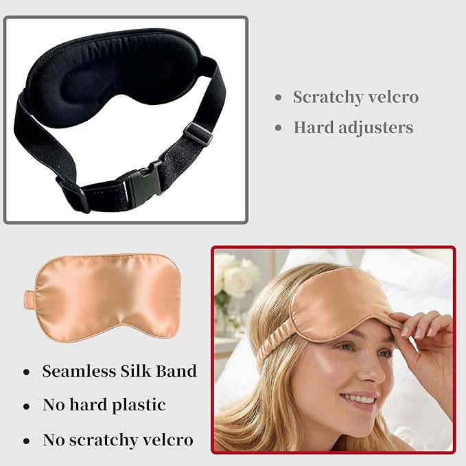 ZLYC 100% Mulberry Silk Sleep Mask Pressure-Free Eye Cover Soft Light Blocking Blindfold for Travel & Nap, Solid Orange