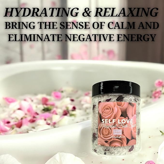 Self Love Bath Salts – Dead Sea Salt Bath Soak for Relaxation, Self Care, Spiritual Cleansing & Ritual Use 12oz