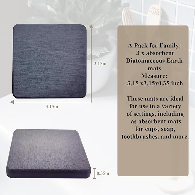 Mucco Water Absorbing Stone Tray for Sink, Premium Diatomaceous Earth Soap Holder Dish,Water Absorbent Diatomite Coasters, Fast Drying Stone Sink Tray for Hand soap & Cups & Drinks Bottles
