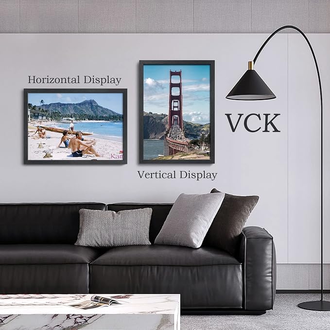 VCK 20x28 Picture Frame Set of 4 - Black, Gallery-Quality Wood Poster Frames, 1.1-Inch Wide Border, Polished Plexiglass, Vertical or Horizontal Wall Display for Photo/Art/Prints, Black