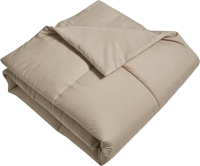 BlueRidge Home Fashion Microfiber Down Alternative Comforter, Twin, Khaki