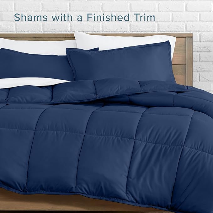 Bare Home Comforter Set - Full Size - Ultra-Soft - Goose Down Alternative - Premium 1800 Series - All Season Warmth (Full, Dark Blue)