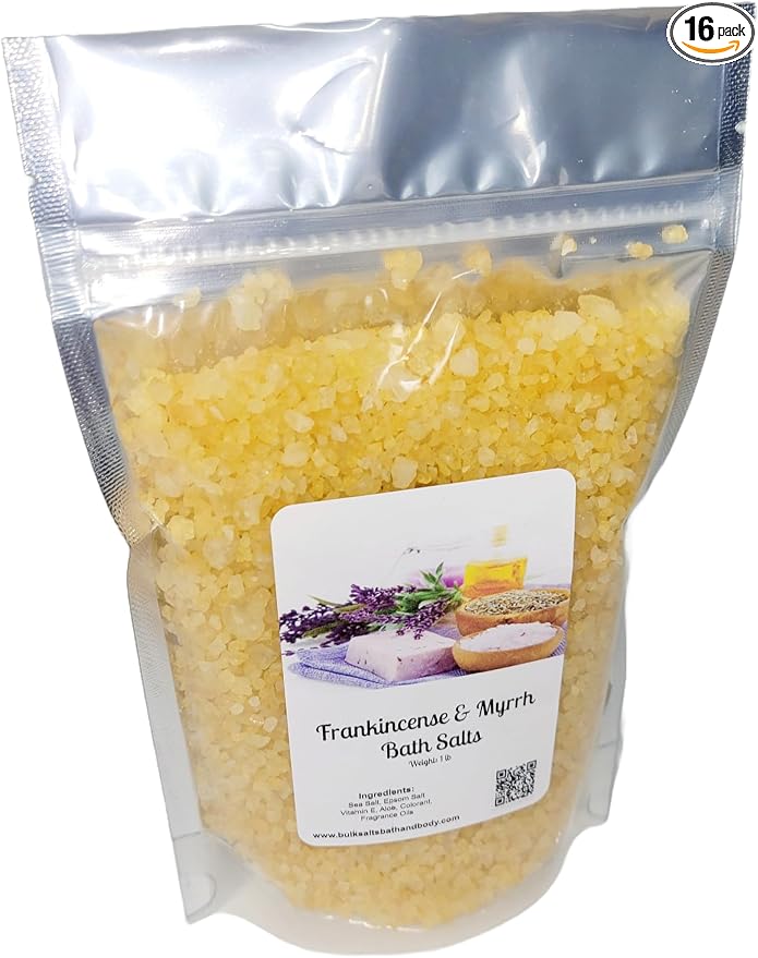 Bath Salts | 1lb Bag (16oz.) | Choose Your Scent | Epsom Salt | Sea Salt| Bathing | Body Care | Beauty | Relaxation | Spa | Pedicure | Manicure | Soak (Frankincense & Myrrh)