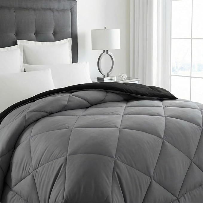 Twin/Queen/King Down Alternative Comforter, 2100 Series All-Season Duvet Insert with Corner Tabs, Box-Stitch, Soft Microfiber, Machine Washable