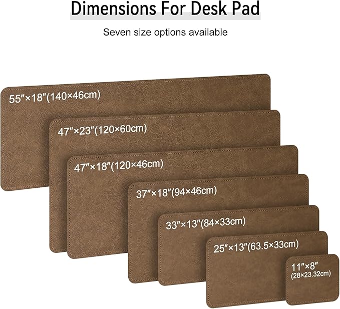 Imitation Crazy Horse Leather Desk Mat - Waterproof Desk Pad - Ideal for Large Mouse Pad and Desk Mats on Top of Desks (Camel+Camel, 25"*13")